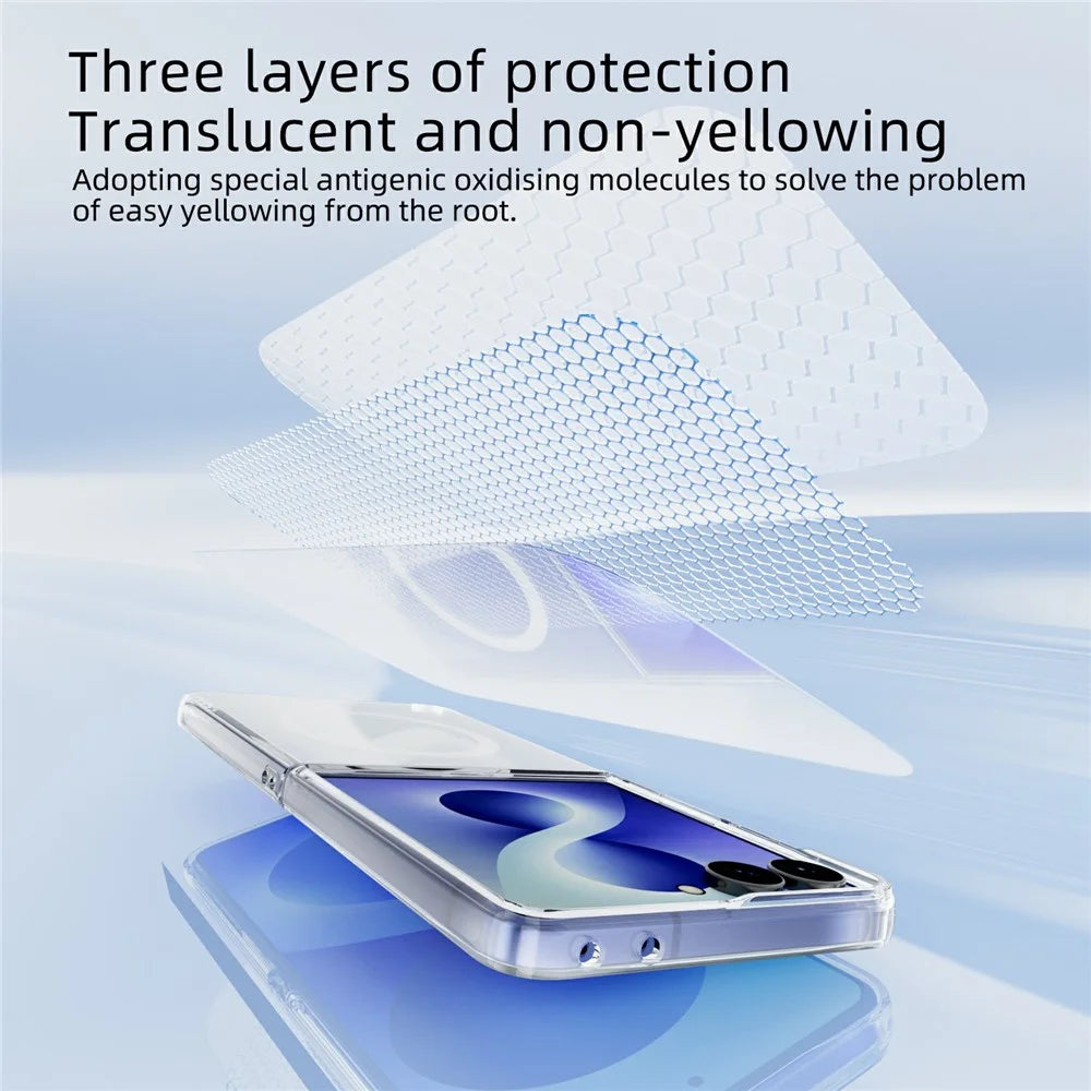 ABEEL for Samsung Galaxy Z Flip8 Magnetic Case Clear PC Anti Scratch Phone Cover - Transparent - 4