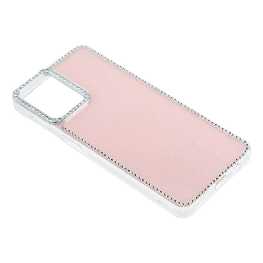 For Samsung Galaxy A07 4G  /  A07 5G  /  A06 4G  /  A06 5G Case Rhinestone Edge Glitter Back TPU + PC IMD Phone Cover - Glitter Light Pink - 4