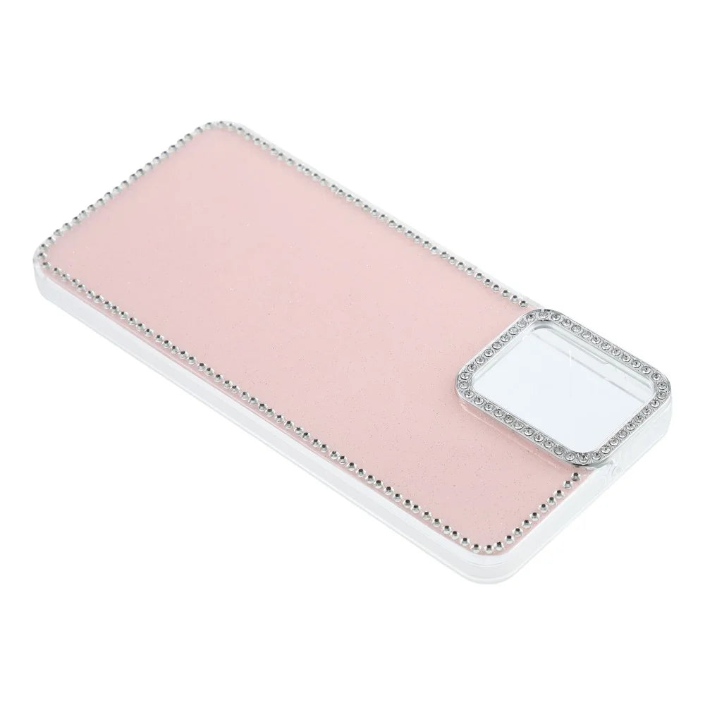 For Samsung Galaxy A07 4G  /  A07 5G  /  A06 4G  /  A06 5G Case Rhinestone Edge Glitter Back TPU + PC IMD Phone Cover - Glitter Light Pink - 5