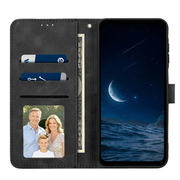 For Samsung Galaxy A16 5G  /  A16 4G Wallet Case Imprinted Cat Butterfly Leather Phone Cover with Wrist Strap - Black - 3