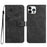 For iPhone 16 Pro Wallet Case Imprinted Cat Butterfly Leather Phone Cover with Wrist Strap - Black - 1