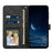 For iPhone 16 Pro Wallet Case Imprinted Cat Butterfly Leather Phone Cover with Wrist Strap - Black - 3