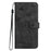 For iPhone 17e  /  16e Wallet Case Imprinted Cat Butterfly Leather Phone Cover with Wrist Strap - Black - 7