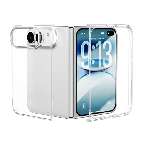 For iPhone Fold Clear Case Anti-Drop Hard PC Phone Cover - 1