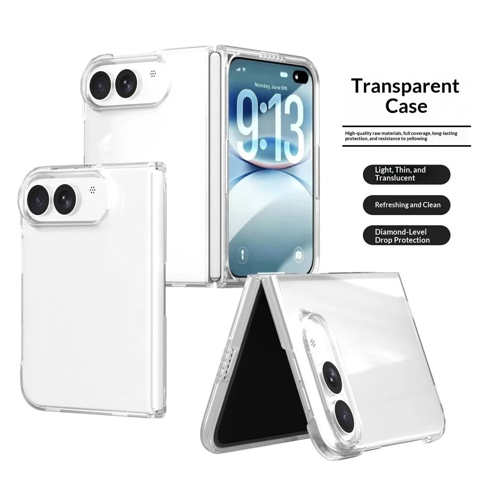 For iPhone Fold Clear Case Anti-Drop Hard PC Phone Cover - 2