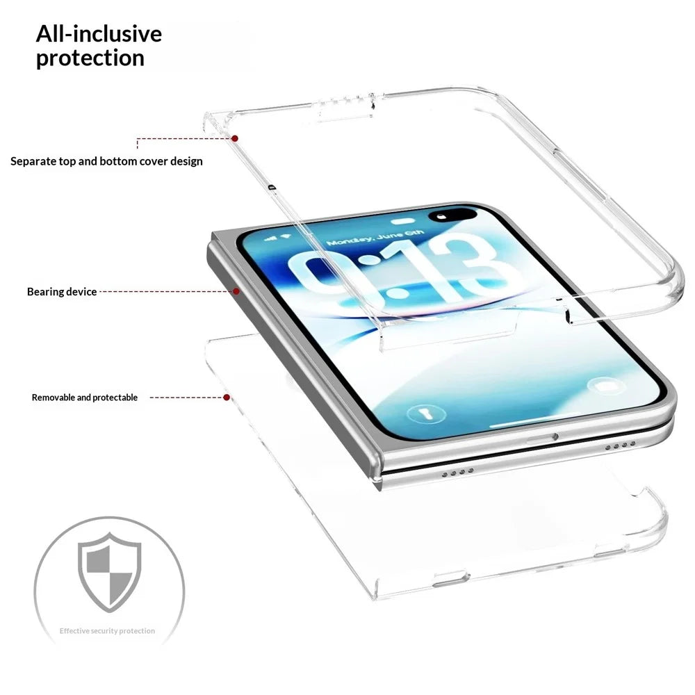 For iPhone Fold Clear Case Anti-Drop Hard PC Phone Cover - 3