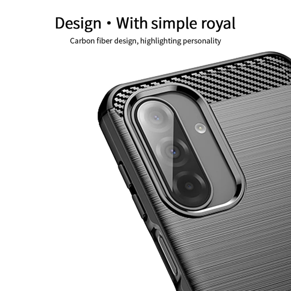 MOFI for Samsung Galaxy A27 5G Back Cover  Brushed Texture Carbon Fiber Soft TPU Case - Black - 2