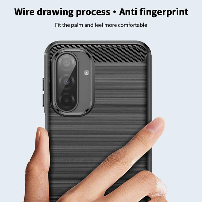 MOFI for Samsung Galaxy A27 5G Back Cover  Brushed Texture Carbon Fiber Soft TPU Case - Black - 4