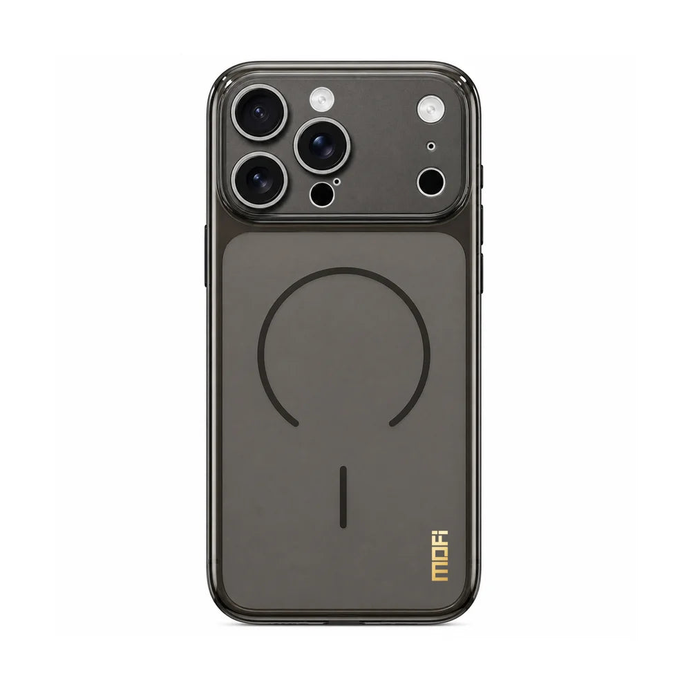 MOFI for iPhone 15 Pro Max Simple Series Matte Translucent TPU Full-Cover Phone Case with Mirror Film - Black - 1