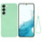 For Samsung Galaxy S23 Phone Protector Case, Liquid Silicone + Soft Lining Protective Back Cover with Strap - Green - 1