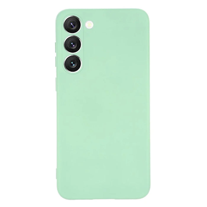 For Samsung Galaxy S23 Phone Protector Case, Liquid Silicone + Soft Lining Protective Back Cover with Strap - Green - 2