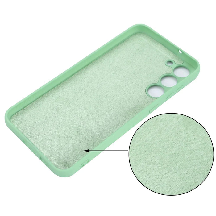 For Samsung Galaxy S23 Phone Protector Case, Liquid Silicone + Soft Lining Protective Back Cover with Strap - Green - 5