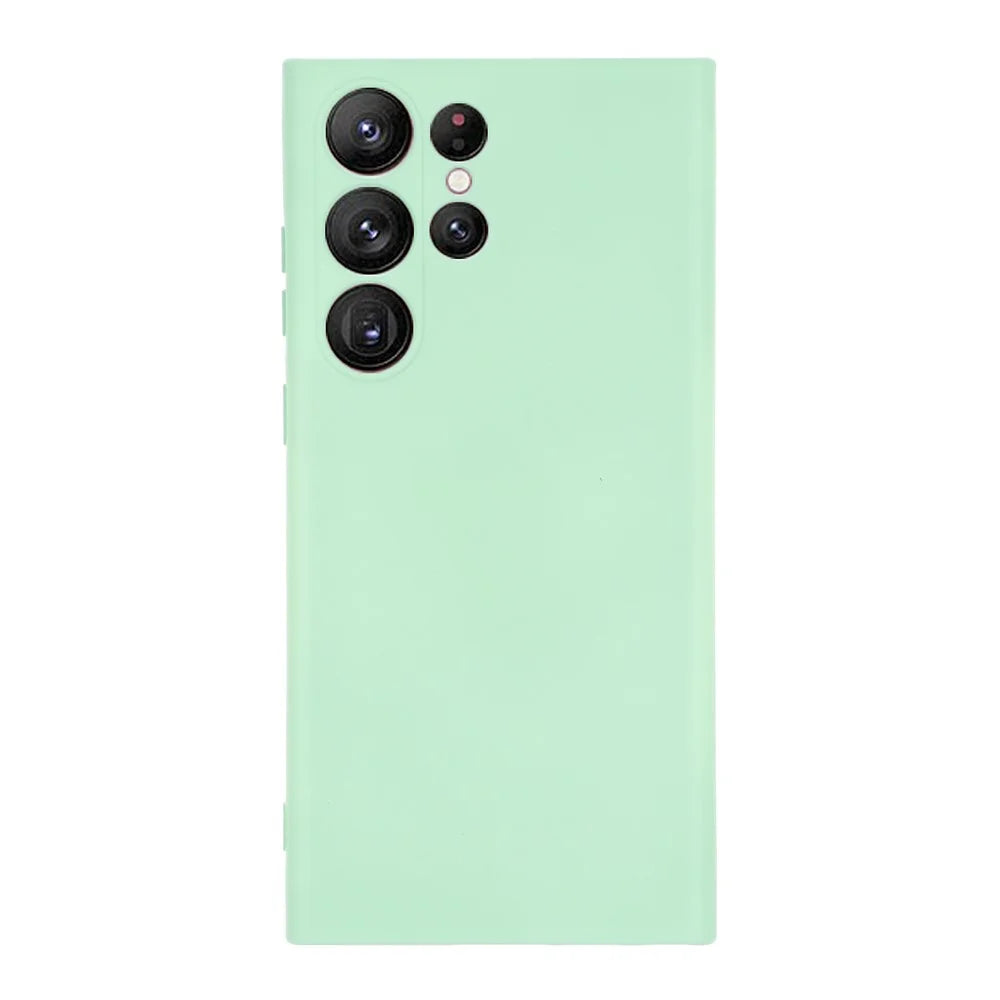 For Samsung Galaxy S23 Ultra Scratch Proof Phone Case, Liquid Silicone + Soft Lining Protective Back Cover with Strap - Green - 2