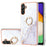 For Samsung Galaxy A14 5G / A14 4G Case with Ring Kickstand Marble Pattern Electroplating TPU Back Cover - White 006 - 1