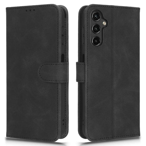 For Samsung Galaxy A14 5G / A14 4G PU Leather Stand Magnetic Clasp Shockproof Case Skin-Touch Feeling Flip Phone Wallet Cover - Black - 1