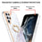 For Samsung Galaxy S23 Ultra Case with Ring Kickstand Marble Pattern Electroplating TPU Back Cover - White 006 - 3