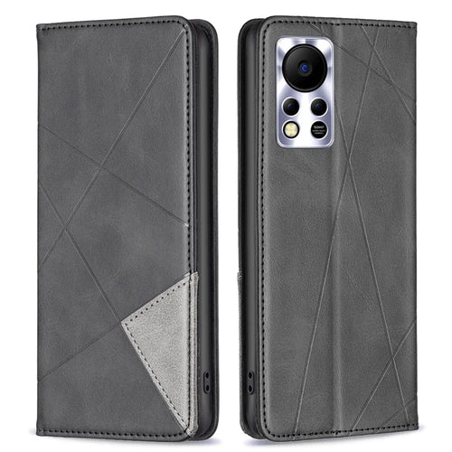 For Infinix Hot 11s NFC 4G Leather Case with Card Holder Imprinting Pattern Phone Stand Cover - Black - 1