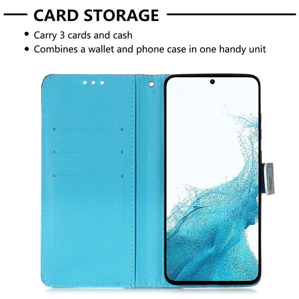 For Samsung Galaxy S23 Ultra Leather Case 3D Pattern Printing Wallet Stand Mobile Cover with Strap - Colorful Wind Chime - 2