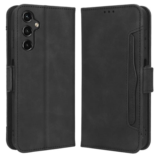 For Samsung Galaxy A14 5G / A14 4G PU Leather Wallet Shockproof Case Multiple Card Slots Stand Magnetic Full Body Protective Phone Cover - Black - 1