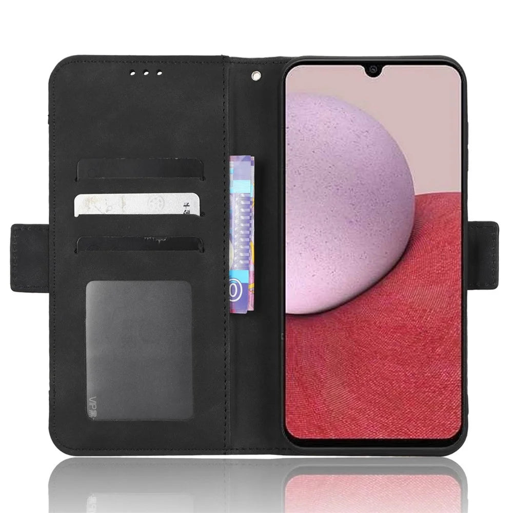 For Samsung Galaxy A14 5G / A14 4G PU Leather Wallet Shockproof Case Multiple Card Slots Stand Magnetic Full Body Protective Phone Cover - Black - 2