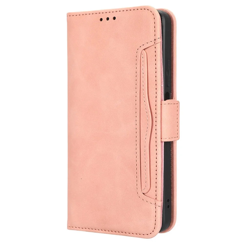 For Realme 10 4G PU Leather Wallet Phone Case Multiple Card Slots Stand Book Style Magnetic Closure Folio Cover - Pink - 7