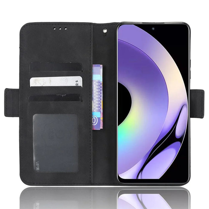 For Realme 10 Pro 5G PU Leather Multiple Card Slots Wallet Phone Case Folding Stand Magnetic Scratch-proof Protect Flip Cover - Black - 2