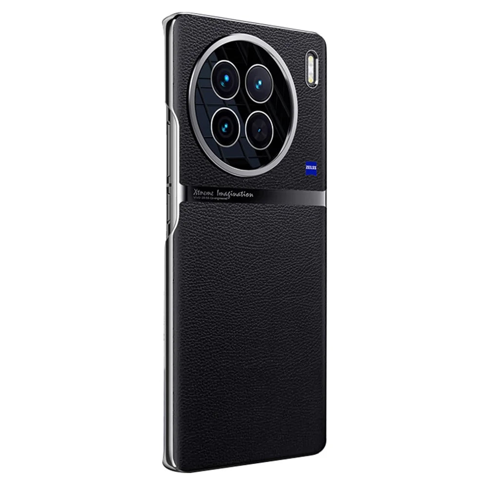 Protective Case for vivo X90 Pro 5G Anti-Scratch Phone Case PC + PU Leather Phone Cover - Black - 1