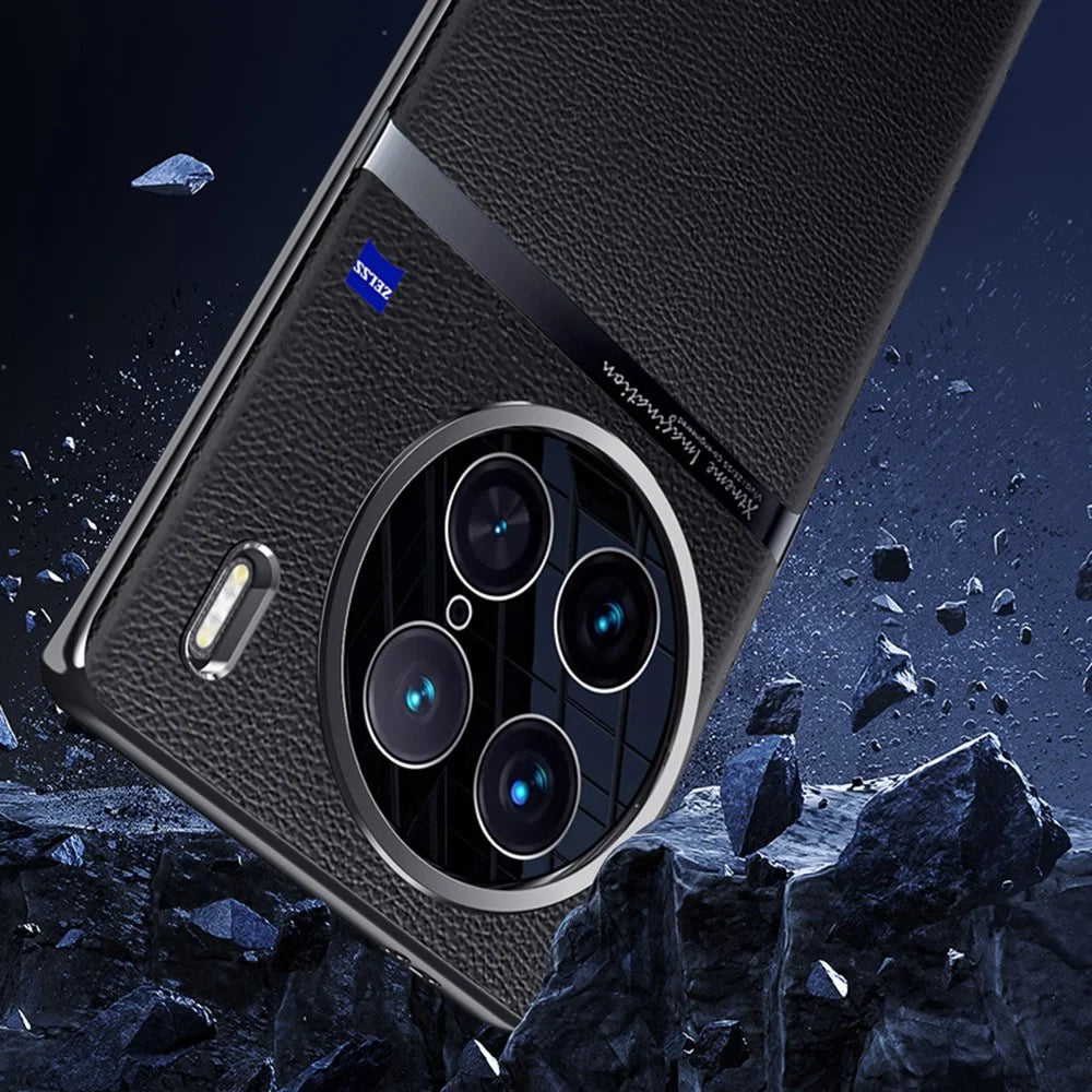 Protective Case for vivo X90 Pro 5G Anti-Scratch Phone Case PC + PU Leather Phone Cover - Black - 3
