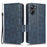 For Realme 10 4G Drop Protection Wallet PU Leather Stand Case Imprinted Triangle Pattern Cover with Hand Strap - Blue - 1