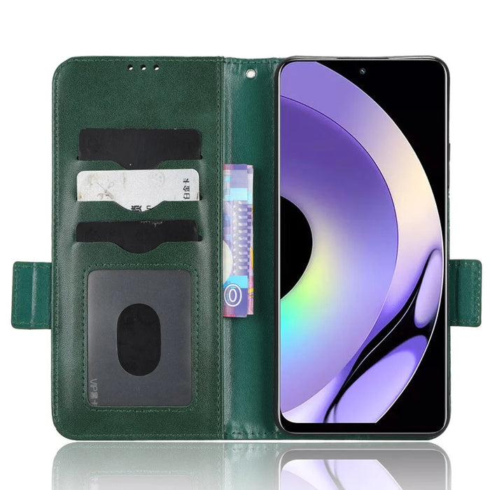 For Realme 10 Pro 5G PU Leather Stand Case Full Protection Phone Wallet Imprinted Triangle Pattern Cover with Hand Strap - Green - 2