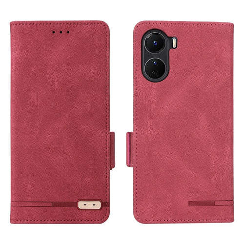 For vivo Y16 4G PU Leather Anti-drop Case Hardware Decor Dual Magnetic Clasp Wallet Stand Phone Cover - Rose - 1