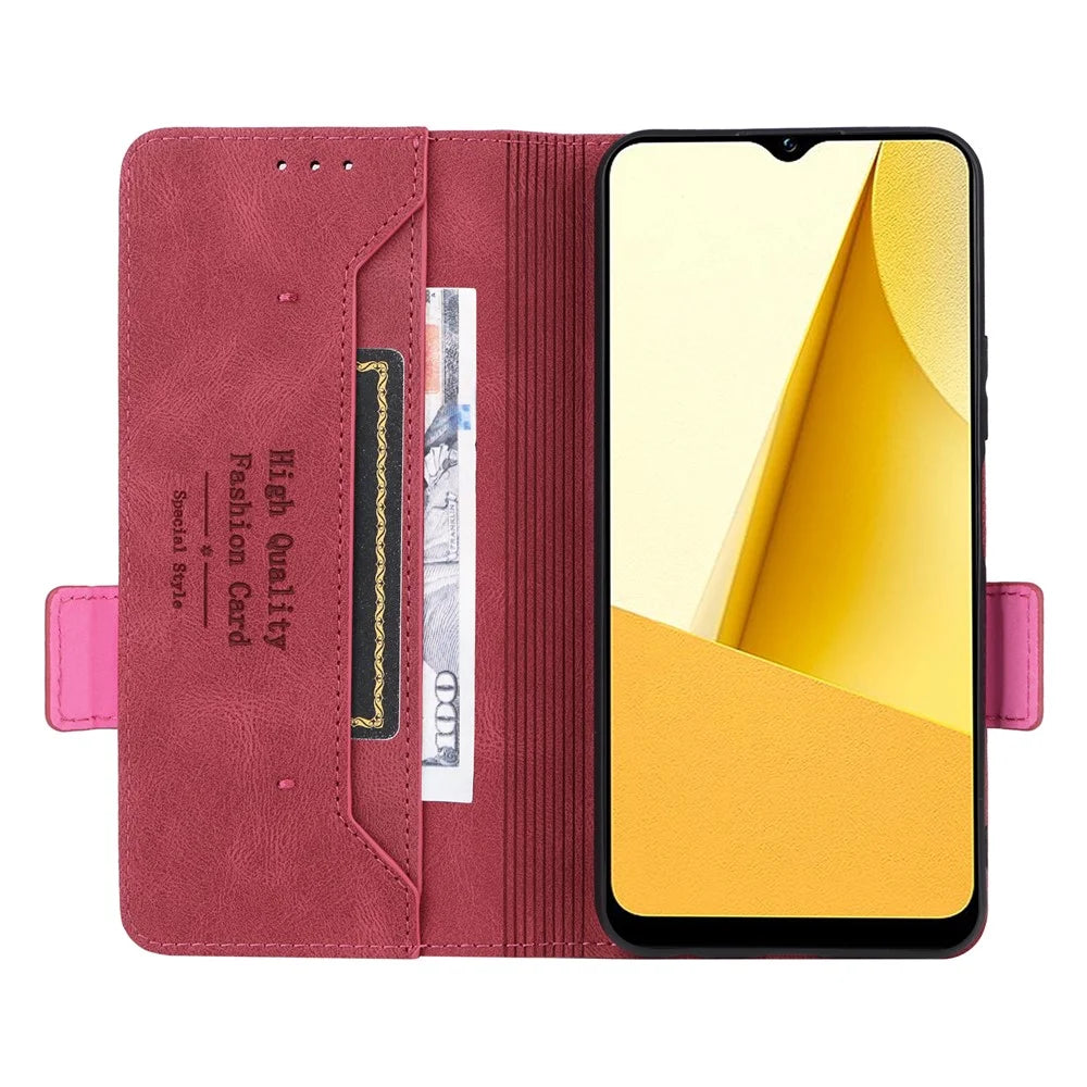 For vivo Y16 4G PU Leather Anti-drop Case Hardware Decor Dual Magnetic Clasp Wallet Stand Phone Cover - Rose - 2