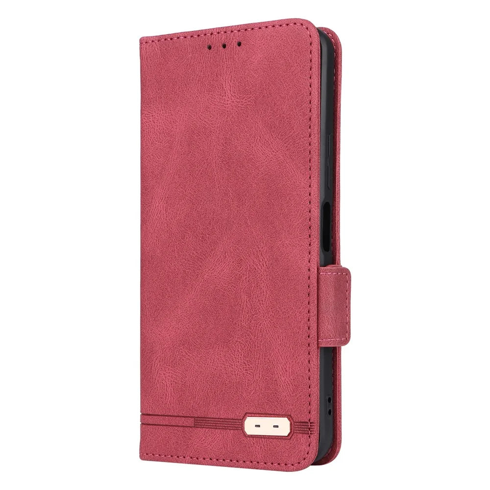 For vivo Y16 4G PU Leather Anti-drop Case Hardware Decor Dual Magnetic Clasp Wallet Stand Phone Cover - Rose - 5