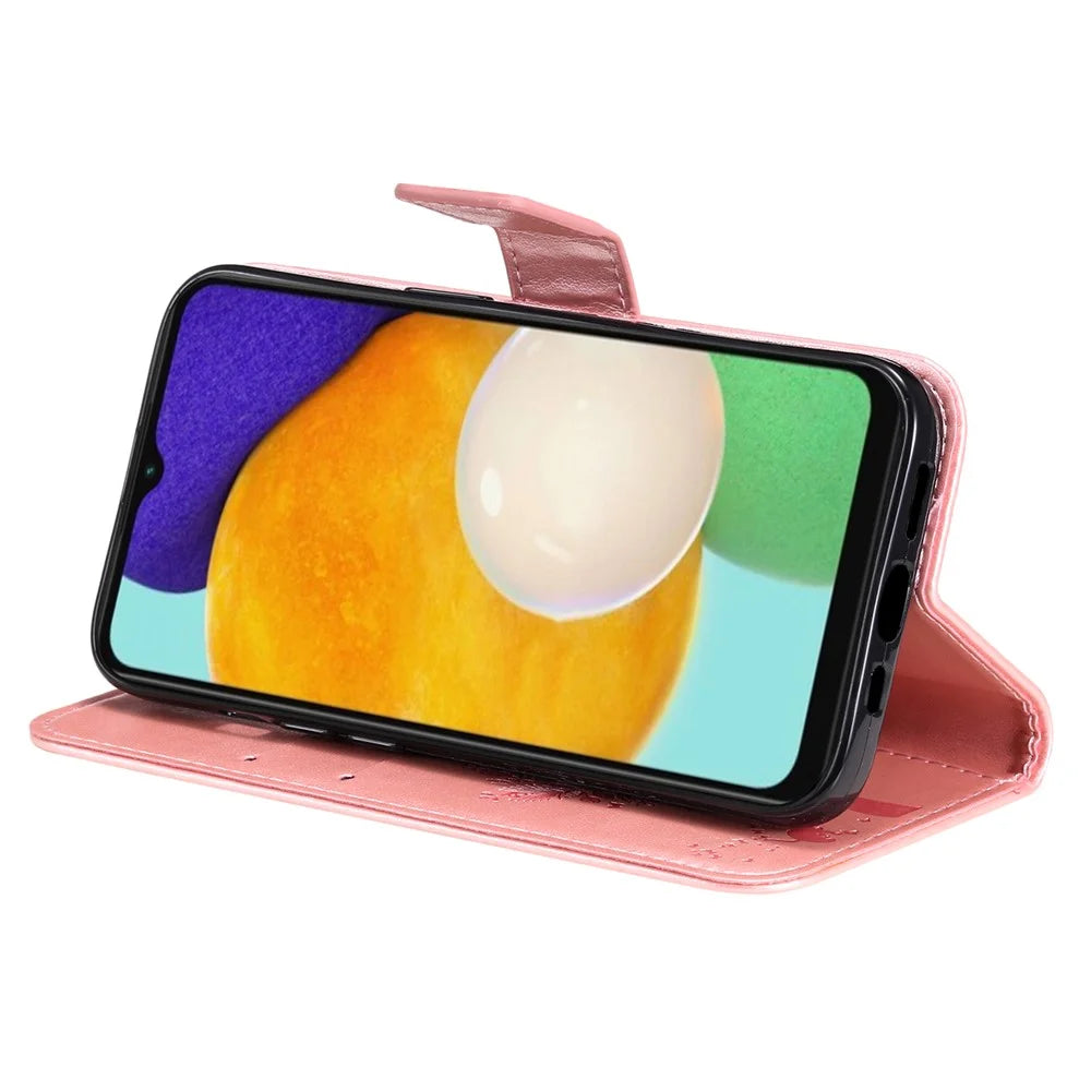For Samsung Galaxy A34 5G Phone Case with Stand Cat Tree Pattern Leather Wallet Mobile Cover - Rose Gold - 3