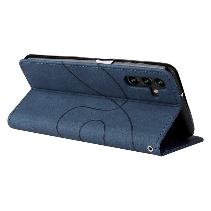 For Samsung Galaxy A34 5G Leather Case Wallet Stand Color Splicing Phone Cover - Blue - 4