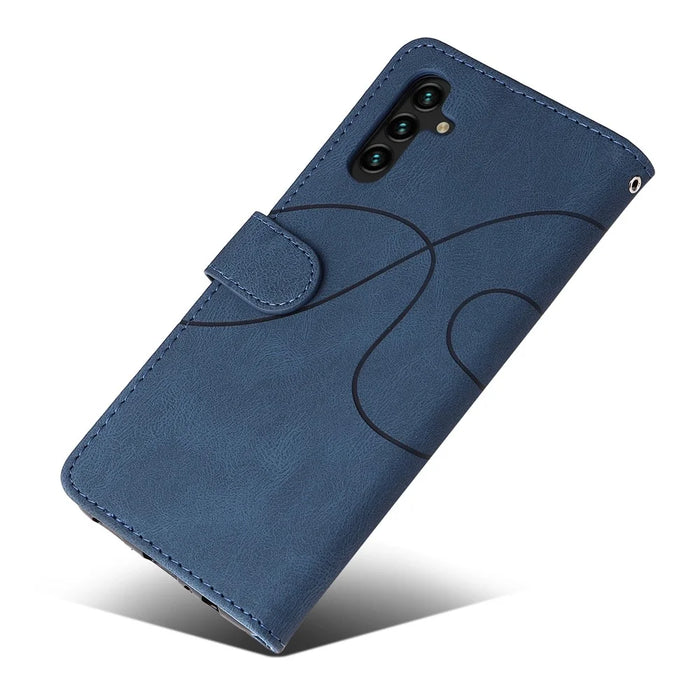 For Samsung Galaxy A34 5G Leather Case Wallet Stand Color Splicing Phone Cover - Blue - 7