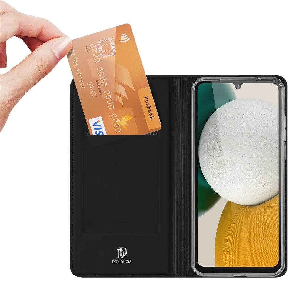 DUX DUCIS Skin Pro Series PU Leather Stand Case for Samsung Galaxy A34 5G, Magnetic Closure Card Holder Stand Folio Flip Phone Cover - Black - 2