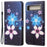 For Google Pixel 7a PU Leather Flip 3D Pattern Printing Phone Case Cross Texture Magnetic Closure Stand Folio Cover - Blue Flower - 1