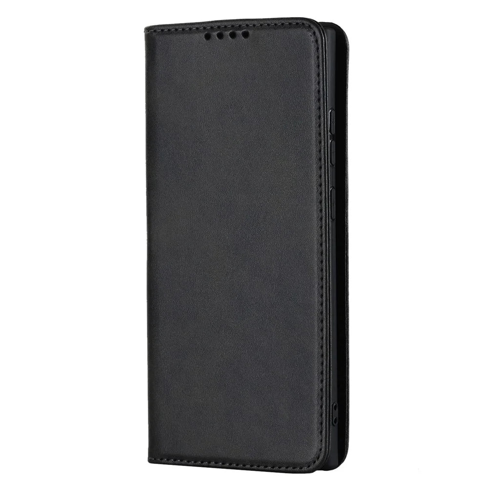 For Samsung Galaxy S23 Ultra Calf Texture PU Leather Stand Flip Folio Cover Magnetic Absorption Wallet Phone Case - Black - 7
