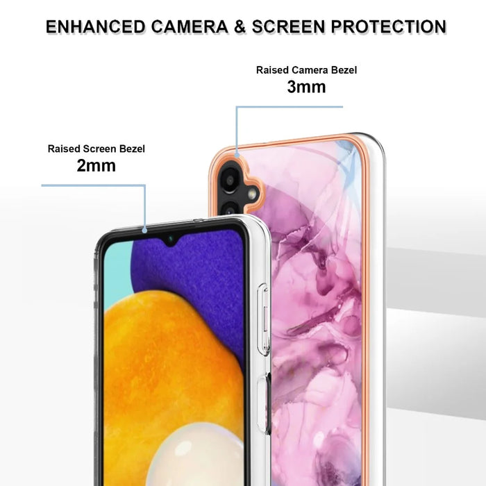 For Samsung Galaxy A34 5G YB IMD Series-16 Style E Drop-proof Electroplating Frame TPU Cover 2.0mm IMD Marble Pattern Cell Phone Case - Rose - 4
