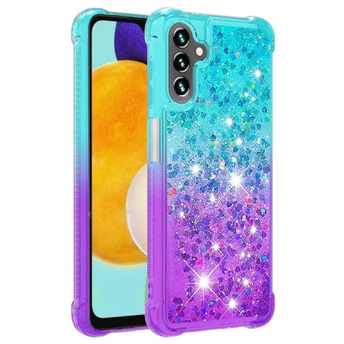 For Samsung Galaxy A34 5G TPU Case Gradient Quicksand Phone Back Cover - Sky Blue  /  Purple - 1