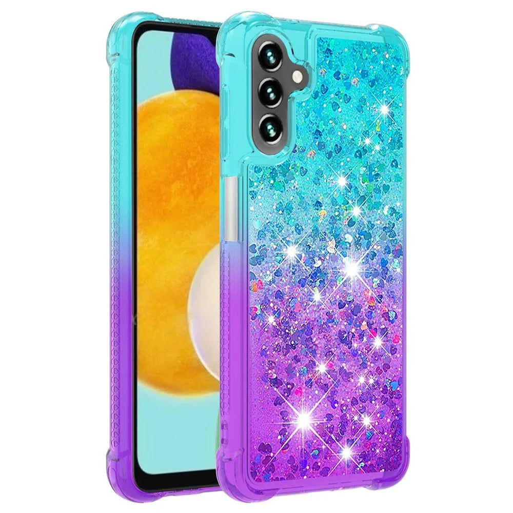 For Samsung Galaxy A34 5G TPU Case Gradient Quicksand Phone Back Cover - Sky Blue  /  Purple - 1