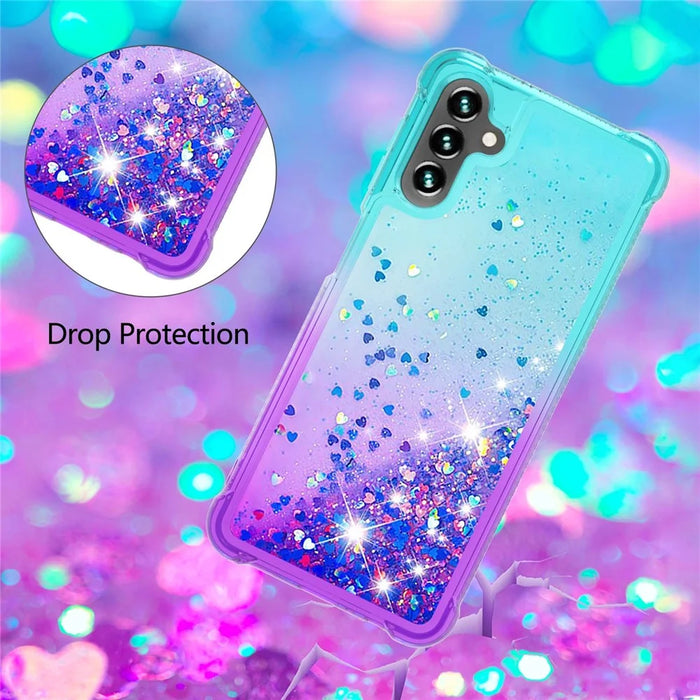 For Samsung Galaxy A34 5G TPU Case Gradient Quicksand Phone Back Cover - Sky Blue  /  Purple - 5