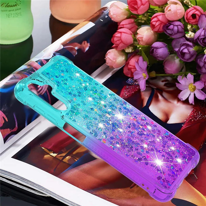 For Samsung Galaxy A34 5G TPU Case Gradient Quicksand Phone Back Cover - Sky Blue  /  Purple - 6