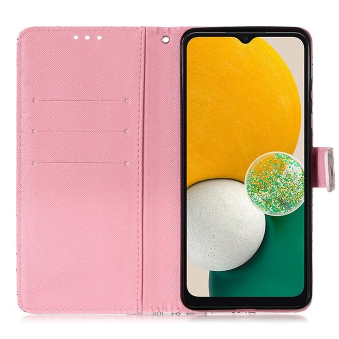 For Samsung Galaxy A54 5G Leather Case 3D Pattern Printing Wallet Stand Mobile Cover with Strap - Flower - 2