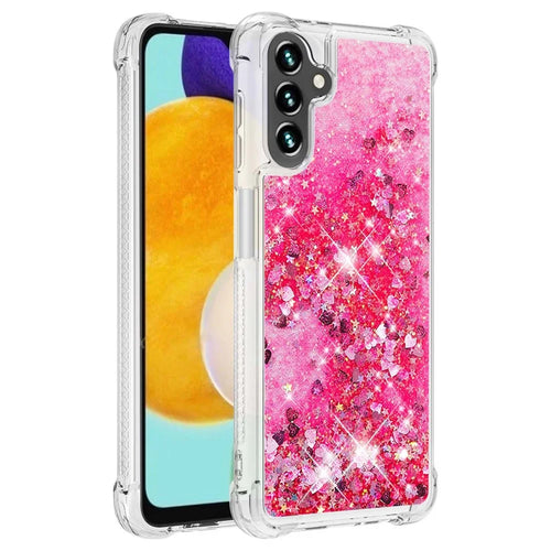 For Samsung Galaxy A54 5G TPU Case Glitter Quicksand Shockproof Phone Back Cover - Pink  /  Hearts - 1