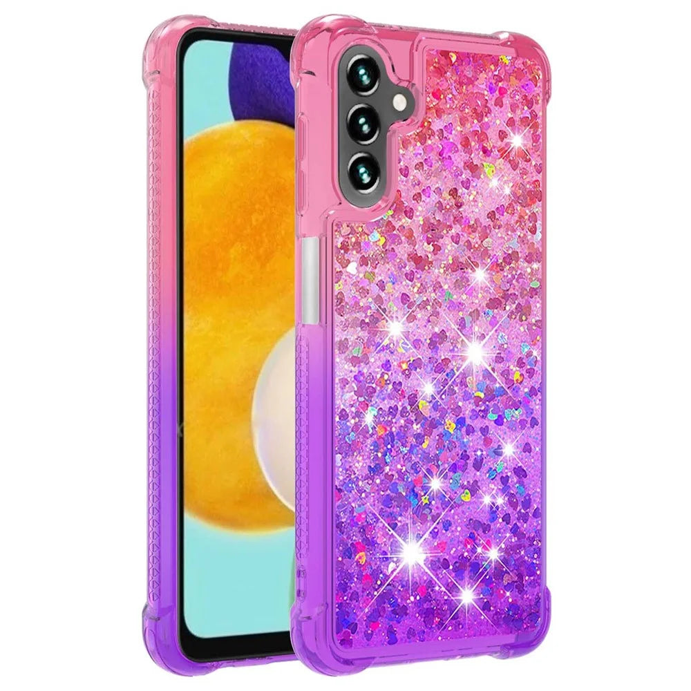 For Samsung Galaxy A54 5G TPU Case Gradient Quicksand Phone Back Cover - Pink  /  Purple - 1
