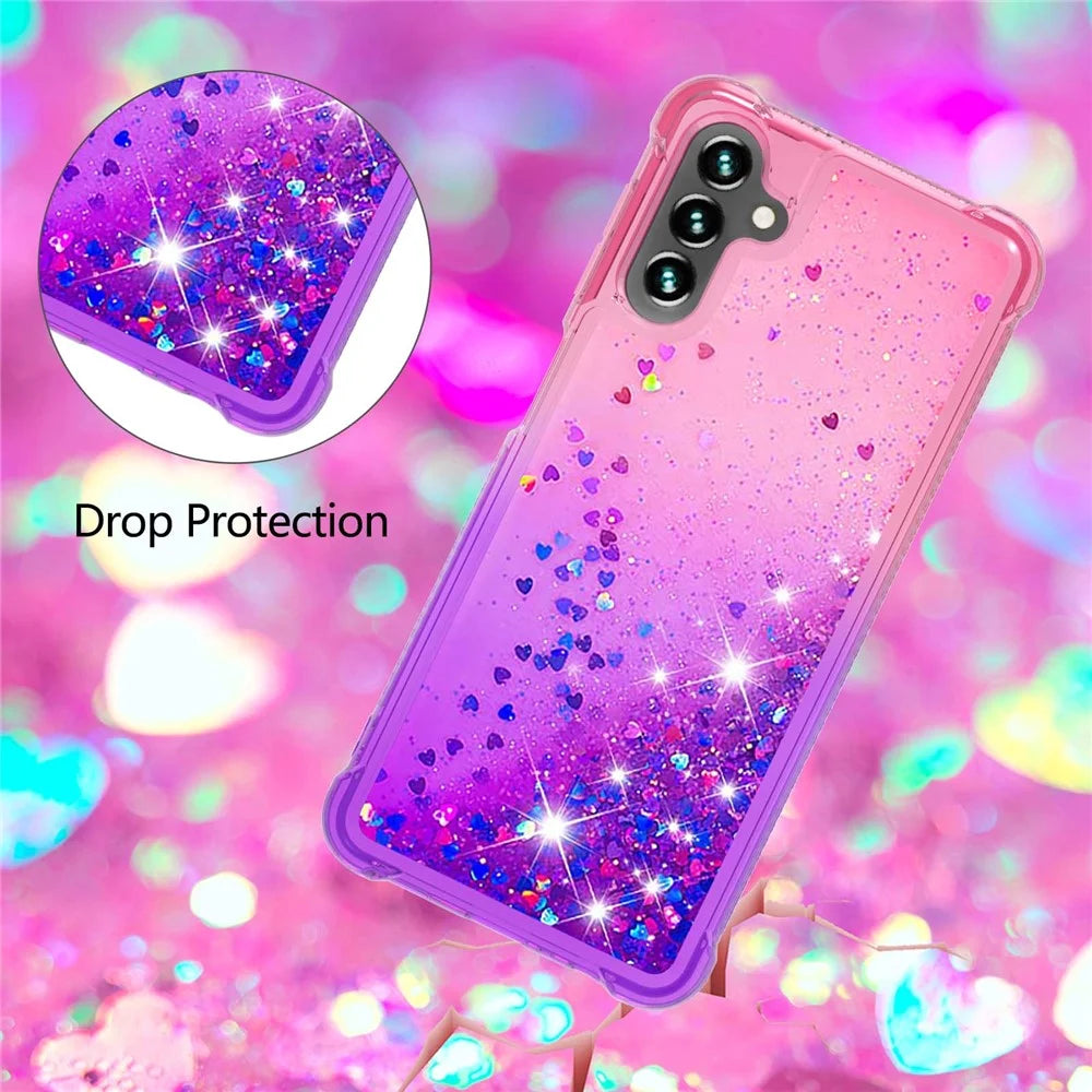 For Samsung Galaxy A54 5G TPU Case Gradient Quicksand Phone Back Cover - Pink  /  Purple - 4