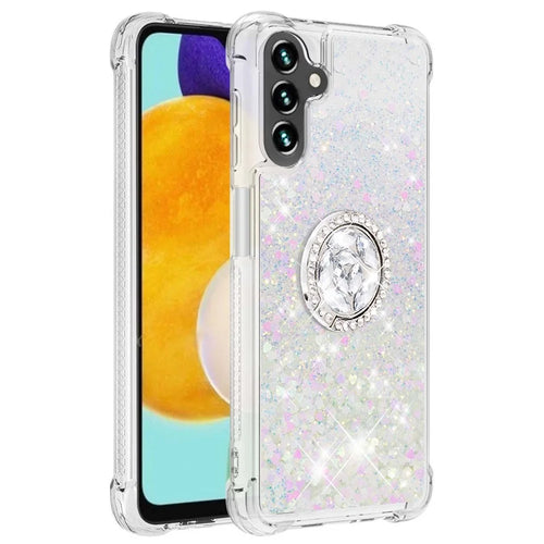 For Samsung Galaxy A54 5G TPU Case with Kickstand Quicksand Shockproof Cover - Laser  /  Hearts - 1