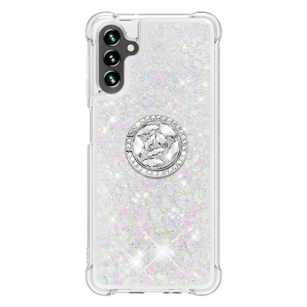 For Samsung Galaxy A54 5G TPU Case with Kickstand Quicksand Shockproof Cover - Laser  /  Hearts - 3